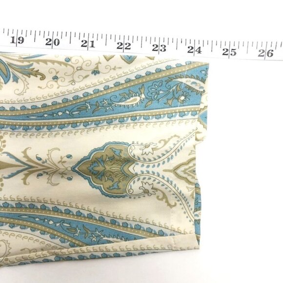 Silk Icon Blouse Women's S Cream Blue Paisley Print 100% Silk Tunic Shirt - Picture 10 of 12